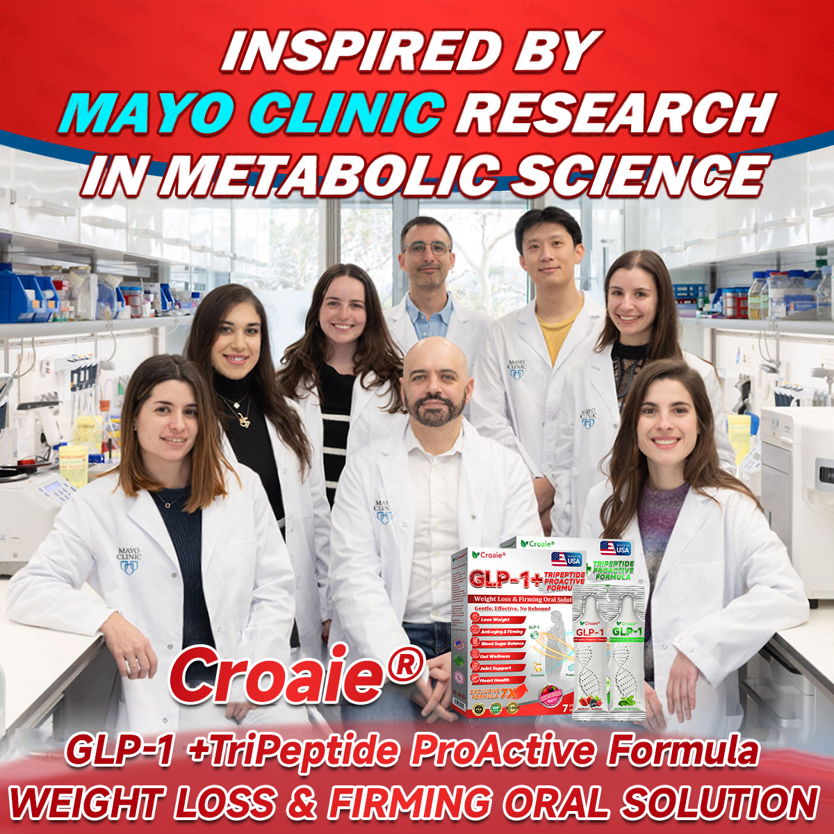 US Online | Croaie® GLP-1 + Collagen Peptides Weight Loss & Firming Oral Solution 💚💚 obesity, firms skin, cardiovascular disease, diabetes, sleep apnea, joint problems, and more