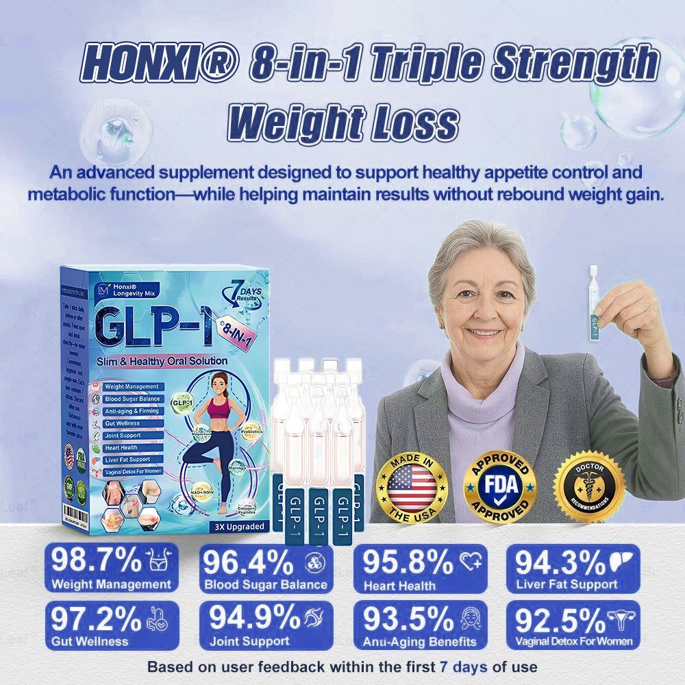 Official Store | Honxi® Longevity GLP-1 8-in-1 Slim & Healthy Oral Solution(Once a day, visible results in 7 days) Supports obesity, cardiovascular health, diabetes, sleep apnea, gut health, joint issues, while also firming the skin and boosting energy