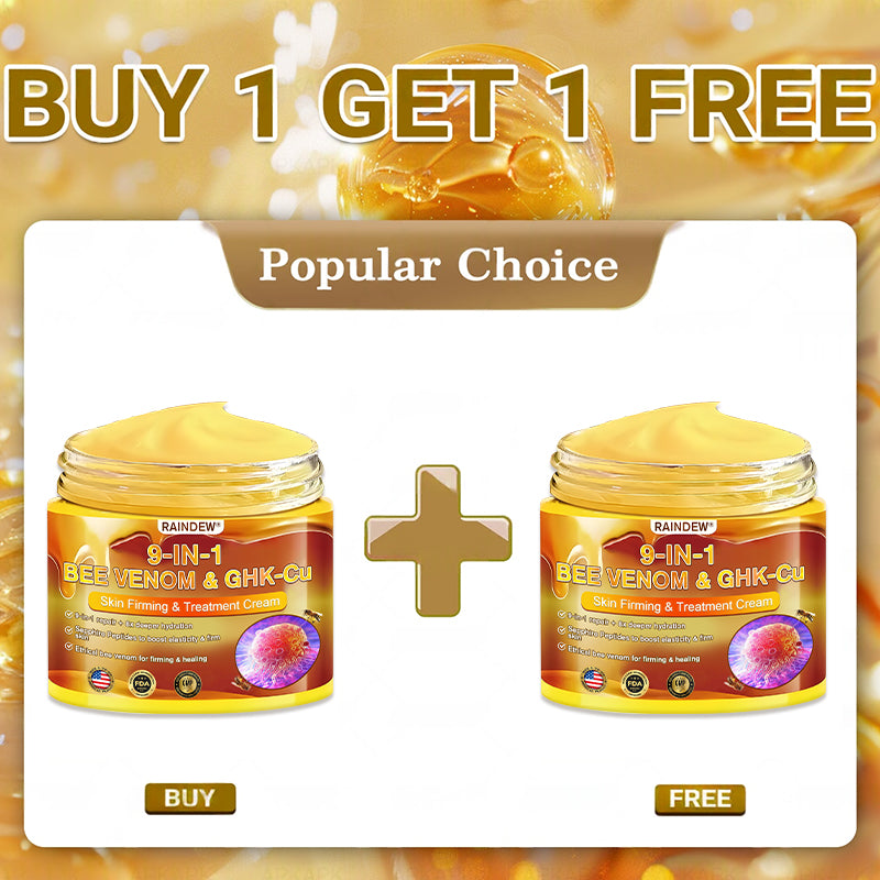 【Official Shop】RAINDEW® 9-IN-1 BEE VENOM & GHK-Cu Skin Firming & Treatment Cream Anti-aging, Hydrating, Skin Repair, Even Tone, Acne and Dark Spot Treatment, Wart and Mole Removal, Psoriasis Relief