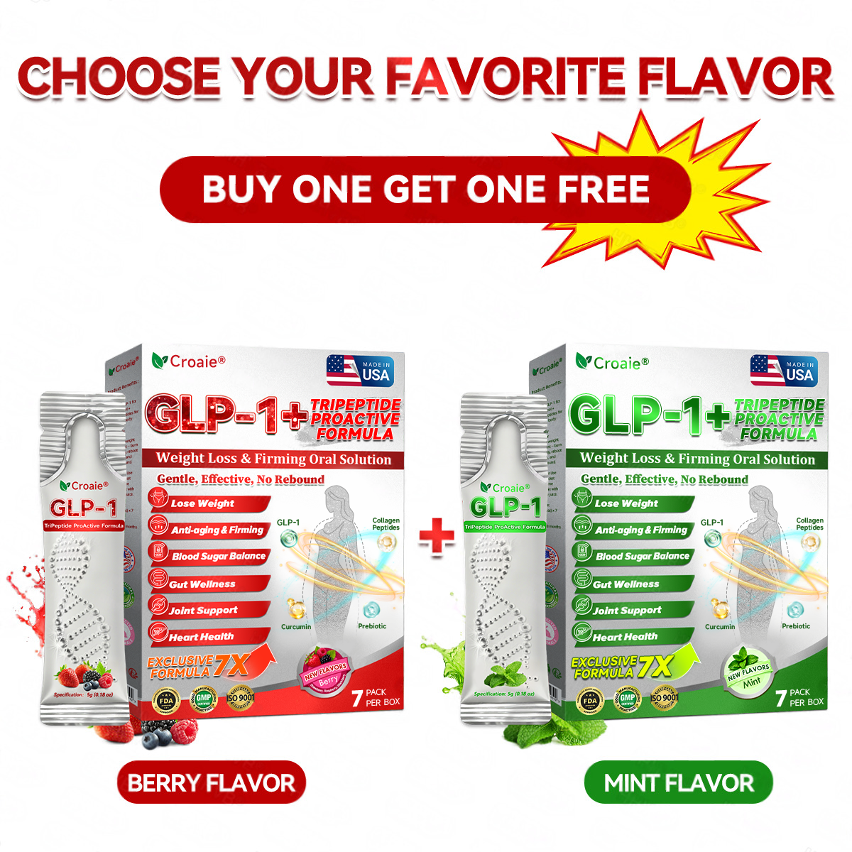 🌱 US Online | Croaie® GLP-1 + Collagen Peptides Weight Loss & Firming Oral Solution 💚💚 obesity, firms skin, cardiovascular disease, diabetes, sleep apnea, joint problems, and more