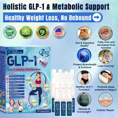 Official Store | Honxi® Longevity GLP-1 8-in-1 Slim & Healthy Oral Solution(Once a day, visible results in 7 days) Supports obesity, cardiovascular health, diabetes, sleep apnea, gut health, joint issues, while also firming the skin and boosting energy
