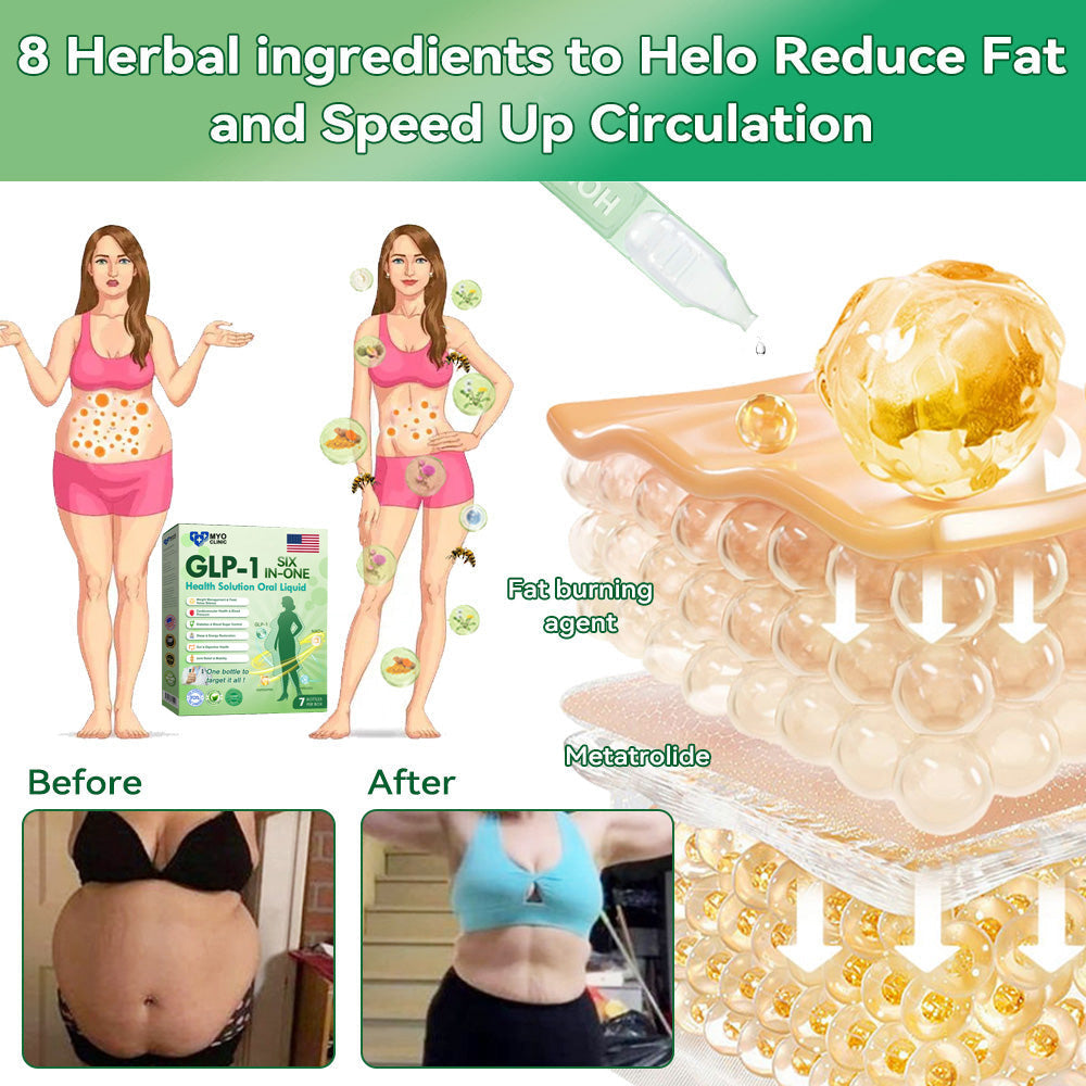 Official Store | Myo Clinic GLP-1 SIX-IN-ONE Health Solution Oral Liquid (Just once a day, visible changes in 7 days) For obesity, cardiovascular health, diabetes, sleep apnea, Gut Health, joint issues, and more